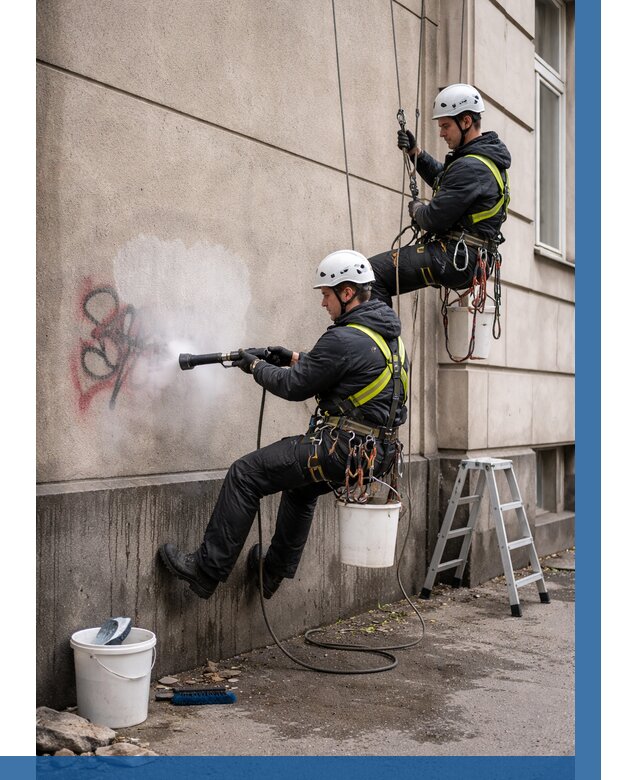 Удаление граффити с фасада в Мурманске от 4627 р. | ВЫСОТНИК-Мрм