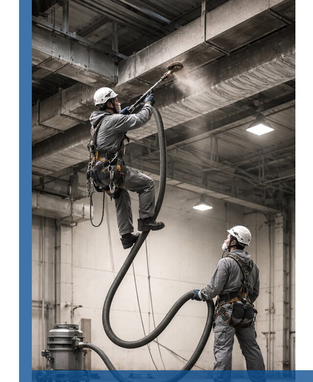 Обеспыливание потолочных конструкций в Мурманске промышленным альпинизмом