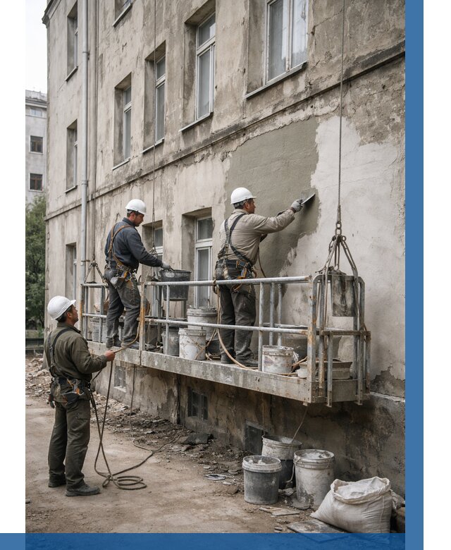 Капитальный ремонт фасада в Мурманске от 4318 р. | ВЫСОТНИК-Мрм