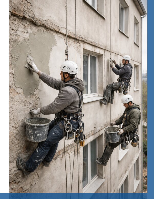 Ремонт штукатурного фасада в Мурманске от 771 р. под ключ | ВЫСОТНИК-Мрм