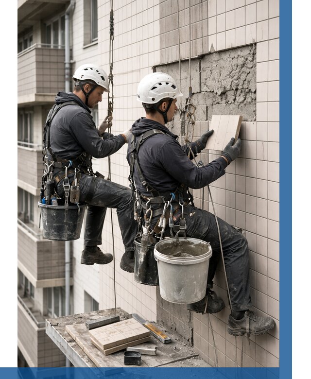 Ремонт облицовки фасада плиткой в Мурманске от 1851 р. | ВЫСОТНИК-Мрм