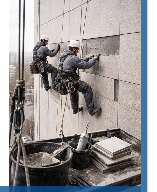 Ремонт фасада из керамогранита в Мурманске от 2571 р. | ВЫСОТНИК-Мрм