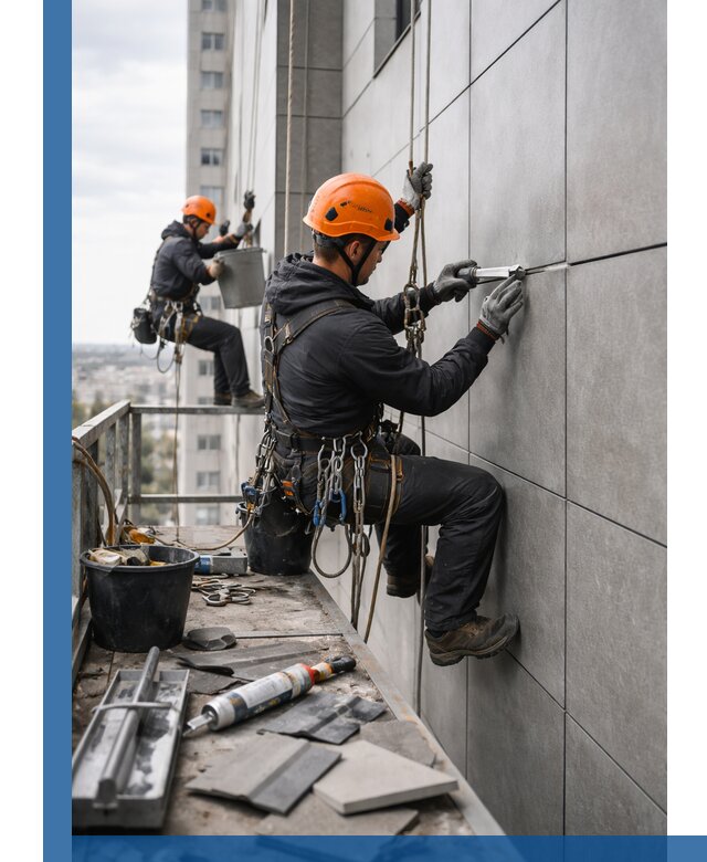 Профессиональный ремонт фасада из керамогранита в Мурманске