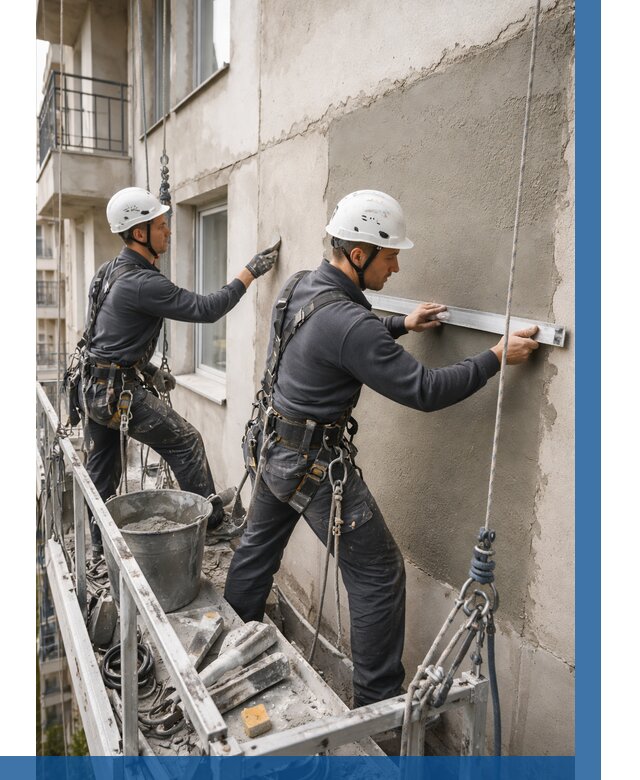 Штукатурка фасада на высоте в Мурманске от 925 р. | ВЫСОТНИК-Мрм