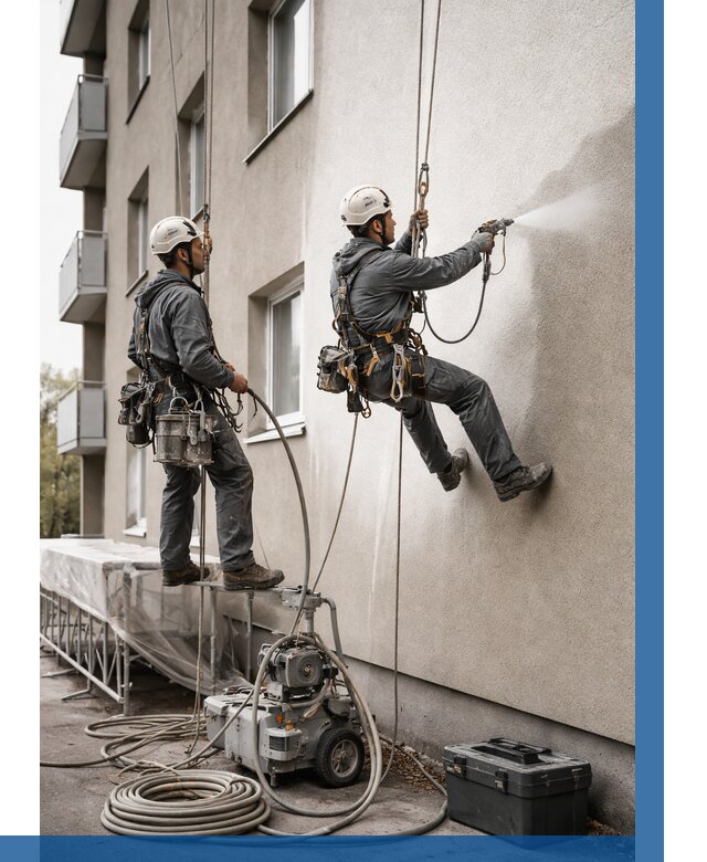 Безвоздушная покраска фасада в Мурманске от 226 р/м² | ВЫСОТНИК-Мрм