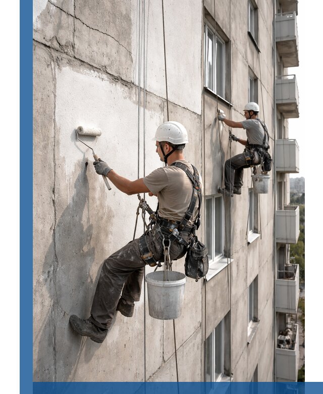 Покраска бетонного фасада в Мурманске для жилых и промышленных объектов