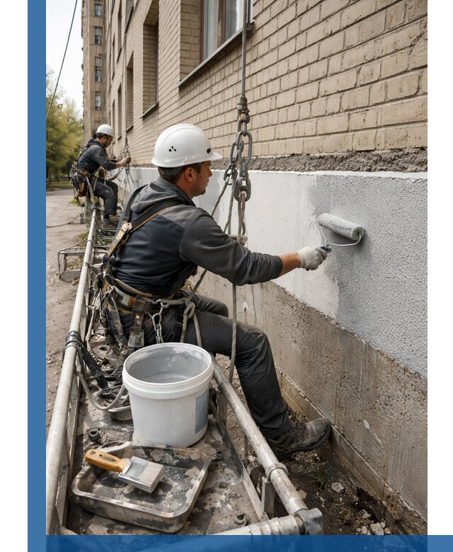 Окраска цоколя здания в Мурманске профессионально и надежно