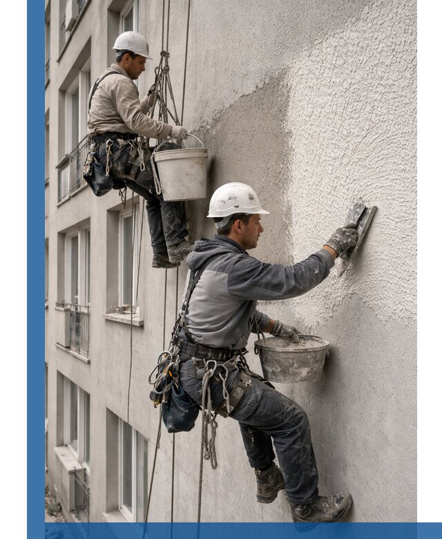 Нанесение декоративной штукатурки короед на фасад в Мурманске