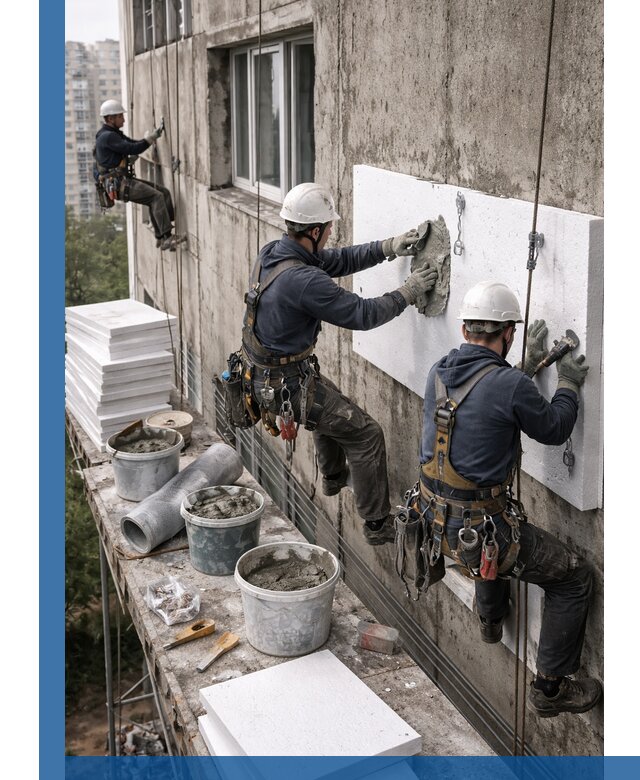 Утепление фасада пенополистиролом в Мурманске под ключ