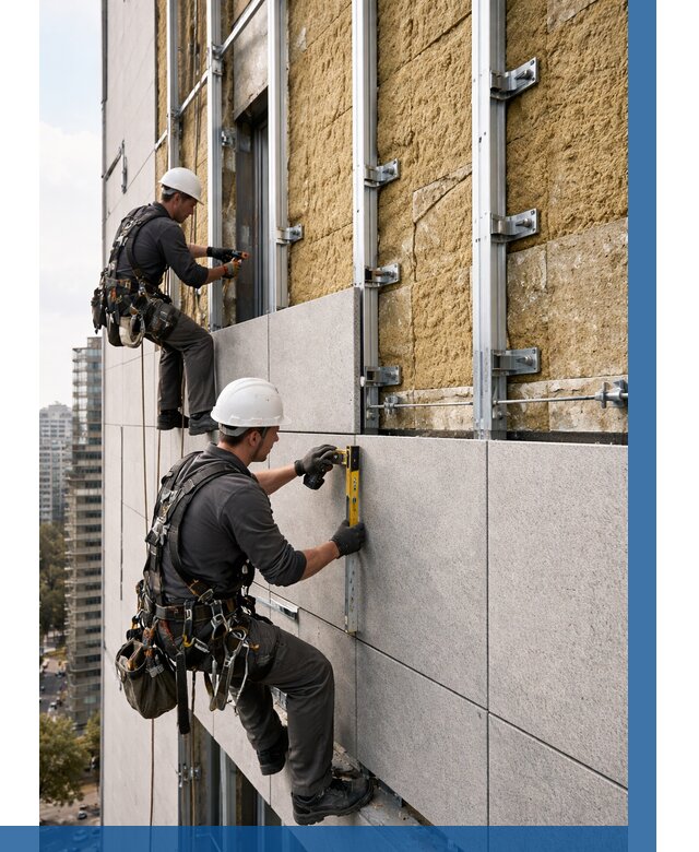 Монтаж вентилируемого фасада в Мурманске от 3599 р. | ВЫСОТНИК-Мрм