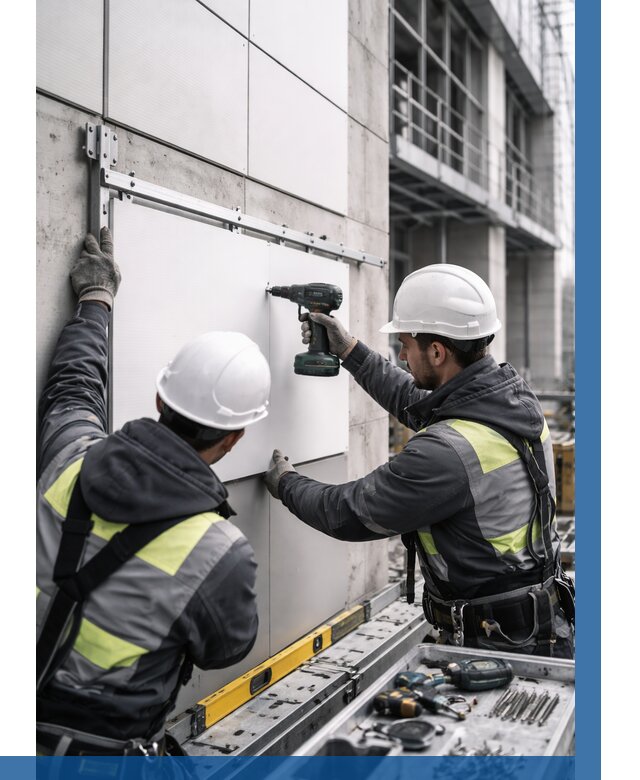 Монтаж композитных панелей фасада в Мурманске от 2571 р. | ВЫСОТНИК-Мрм