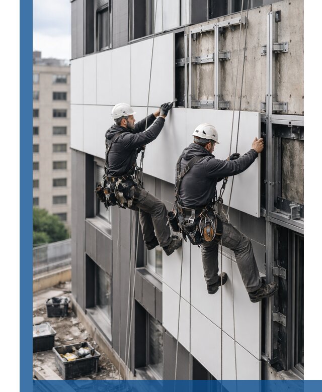 Монтаж композитных панелей фасада в Мурманске под ключ