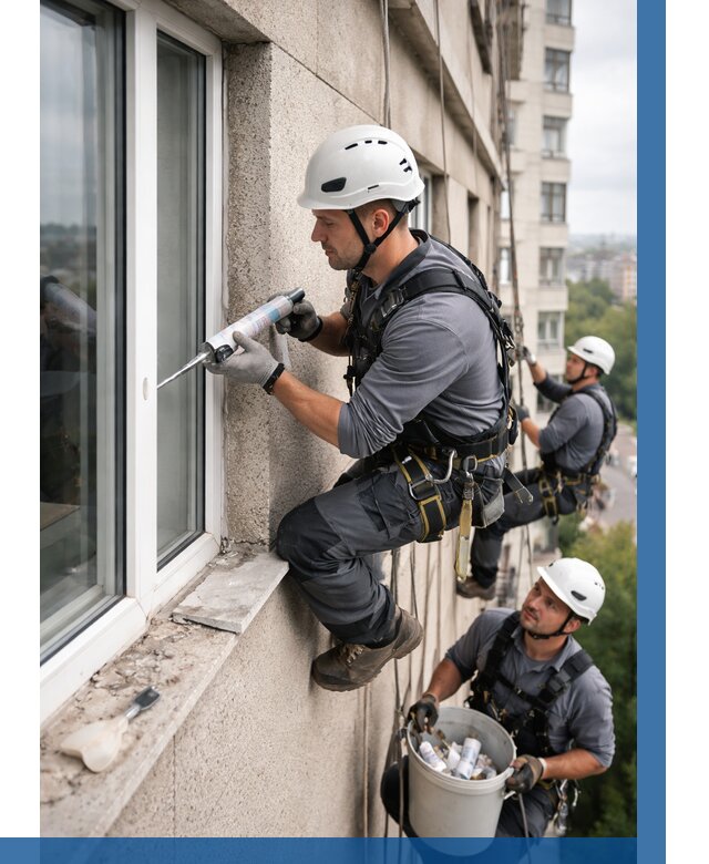 Герметизация оконных швов снаружи в Мурманске от 1542 р. | ВЫСОТНИК-Мрм