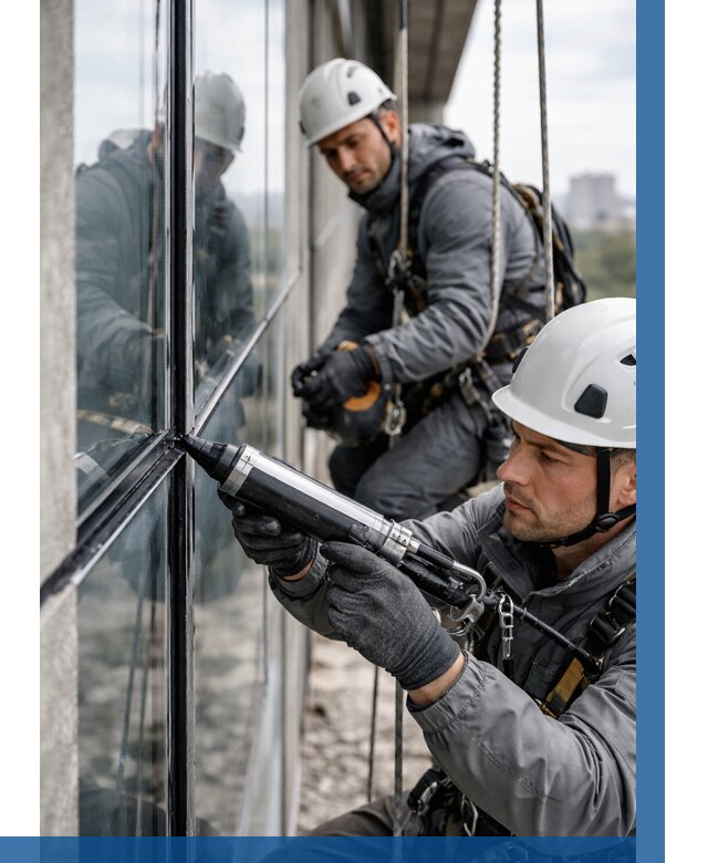 Герметизация витражных швов в Мурманске от 668 р. | ВЫСОТНИК-Мрм