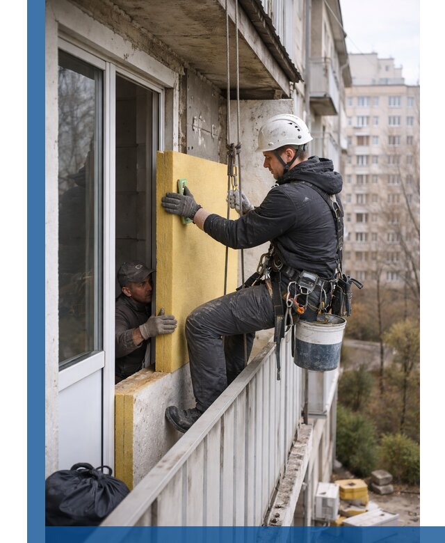 Профессиональное утепление балкона снаружи в Мурманске под ключ