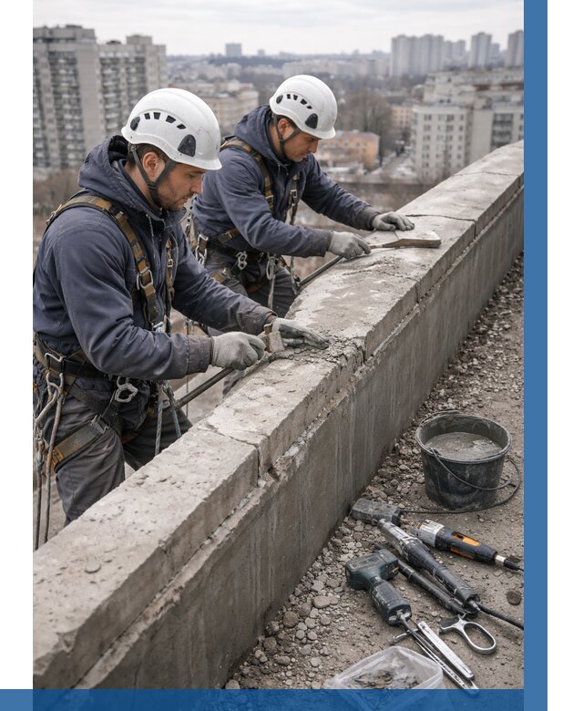 Ремонт парапета на кровле в Мурманске от 1542 р. | ВЫСОТНИК-Мрм