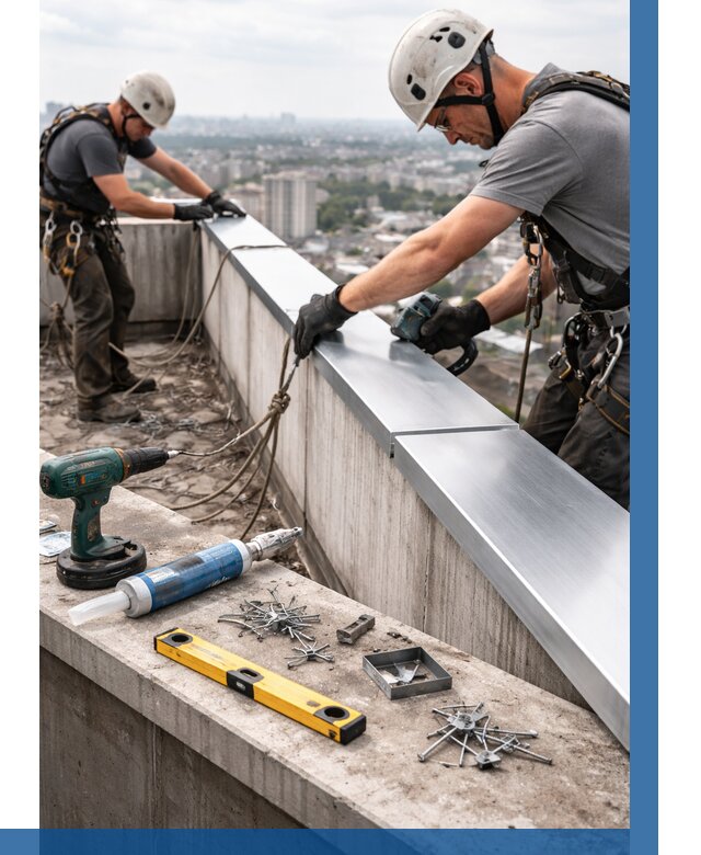 Монтаж парапетных крышек в Мурманске от 823 р. | ВЫСОТНИК-Мрм