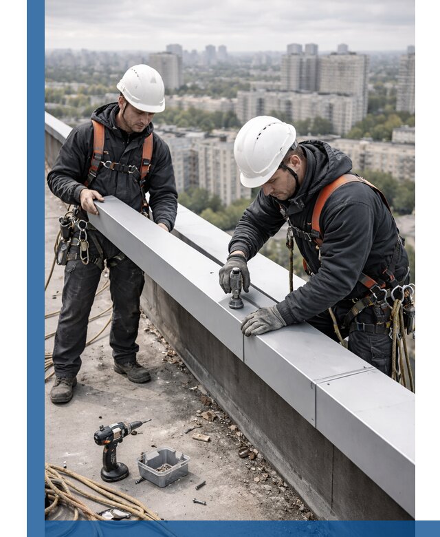 Монтаж парапетных крышек и ограждений кровли в Мурманске