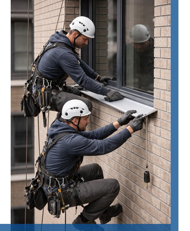 Монтаж оконных отливов под ключ в Мурманске от 3599 р. | ВЫСОТНИК-Мрм