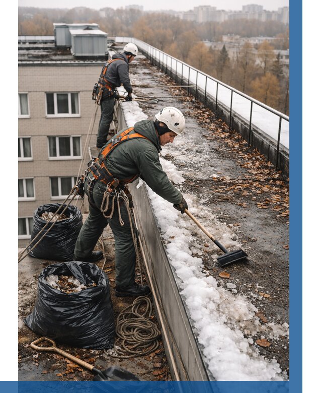 Очистка кровли по периметру в Мурманске от 566 р. | ВЫСОТНИК-Мрм