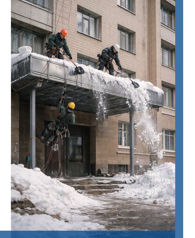 Очистка козырьков от снега в Мурманске от 3599 р. | ВЫСОТНИК-Мрм