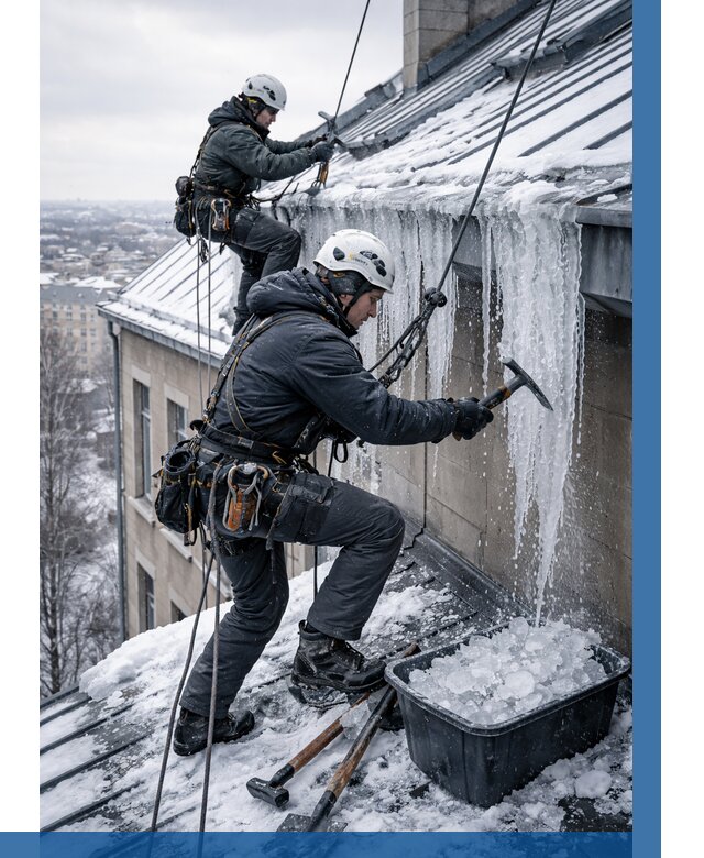 Удаление наледи с кровли в Мурманске от 5655 р. | ВЫСОТНИК-Мрм