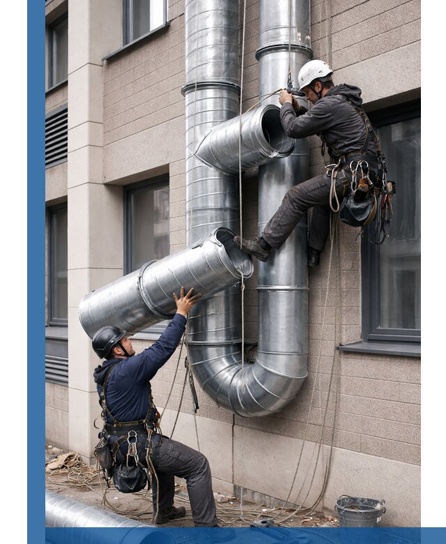 Монтаж фасадных воздуховодов в Мурманске с герметизацией и крепежом