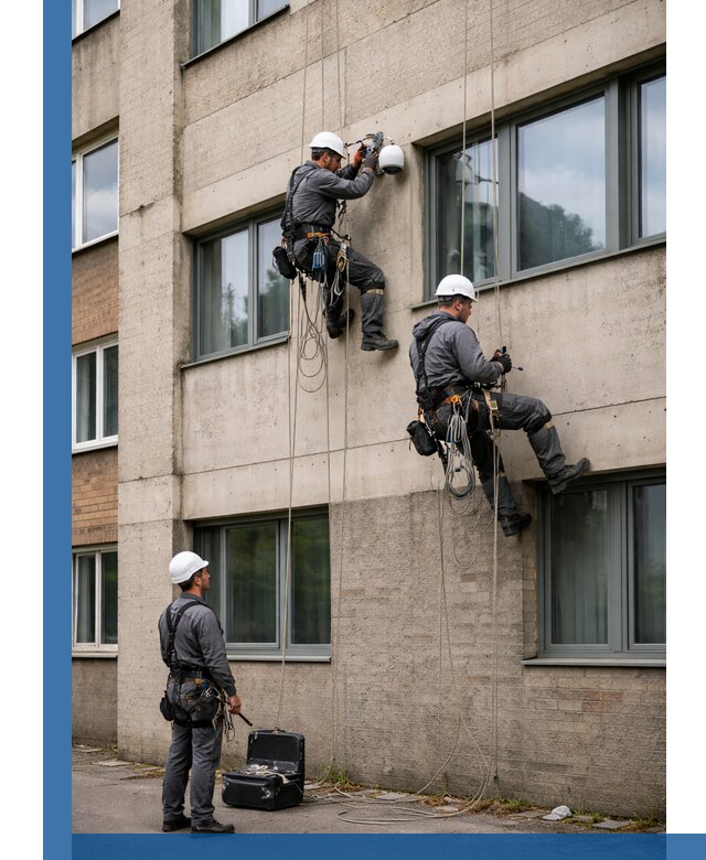 Монтаж фасадных камер видеонаблюдения в Мурманске под ключ