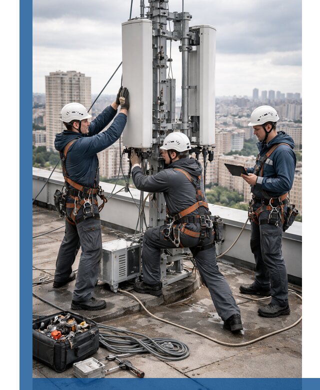 Монтаж антенн связи на крыше в Мурманске с вводом в эксплуатацию