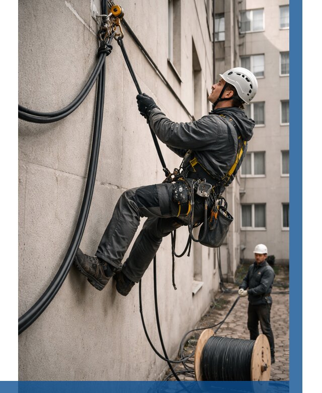 Протяжка кабеля питания на высоте в Мурманске от 463 р. | ВЫСОТНИК-Мрм