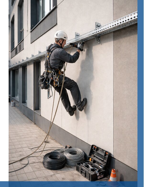 Монтаж кабельных лотков на фасаде в Мурманске от 1234 р. | ВЫСОТНИК-Мрм