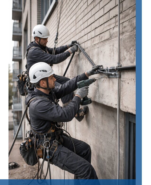 Крепление кабеля на фасаде в Мурманске от 360 р. | ВЫСОТНИК-Мрм