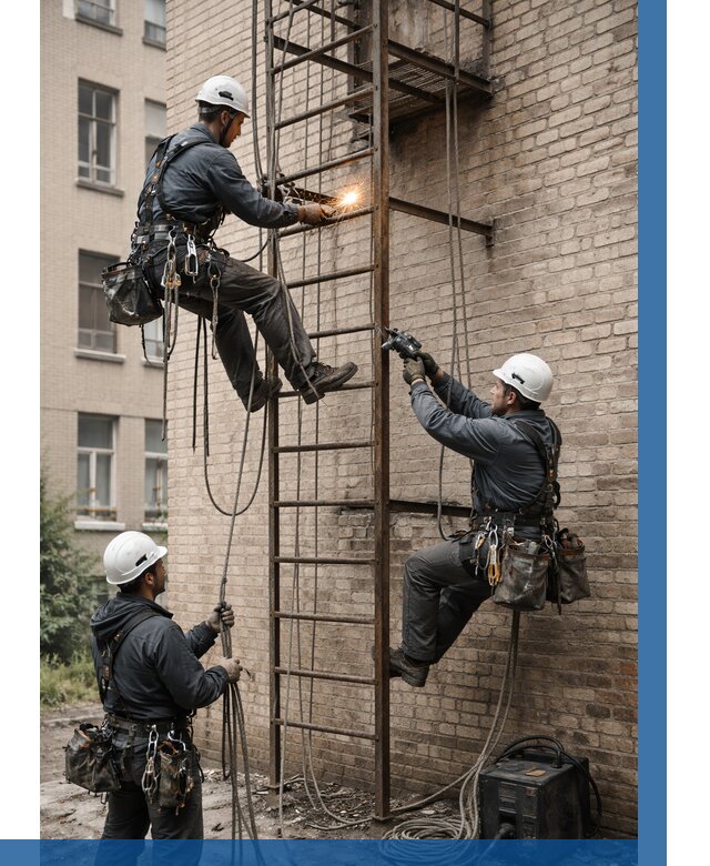 Ремонт пожарной лестницы в Мурманске от 7712 р. | ВЫСОТНИК-Мрм