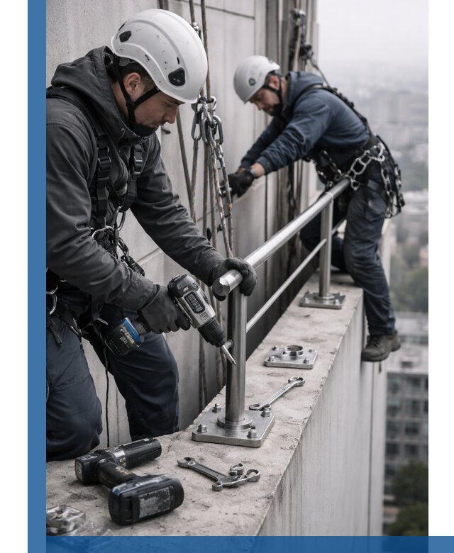 Монтаж перил на высоте в Мурманске для жилых и промобъектов