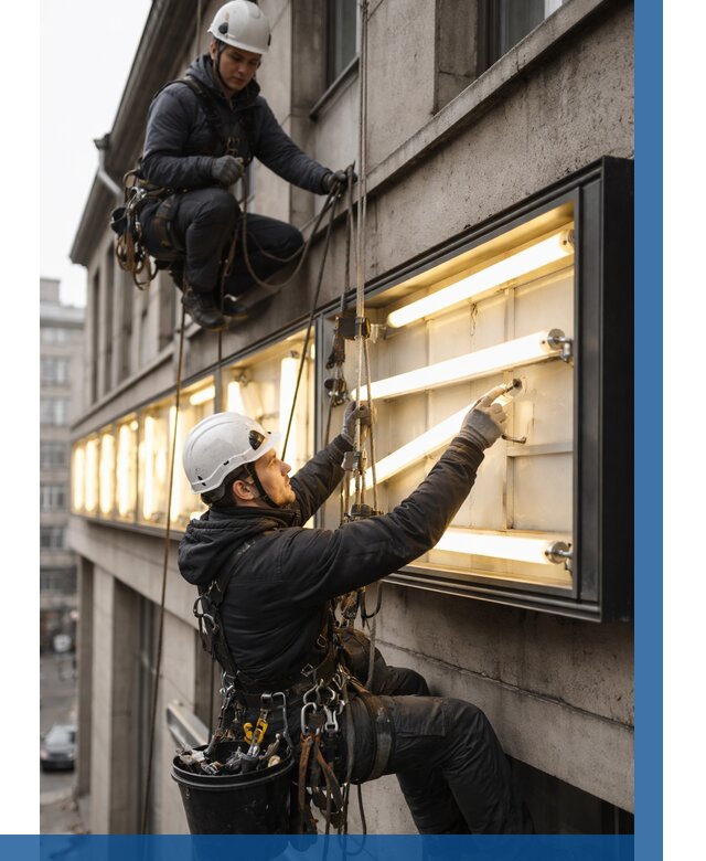 Замена ламп в вывеске в Мурманске под ключ от 3599 р. | ВЫСОТНИК-Мрм
