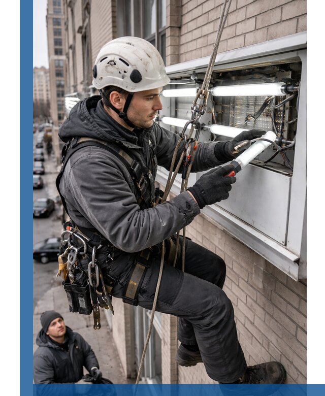 Профессиональная замена ламп в наружной вывеске в Мурманске