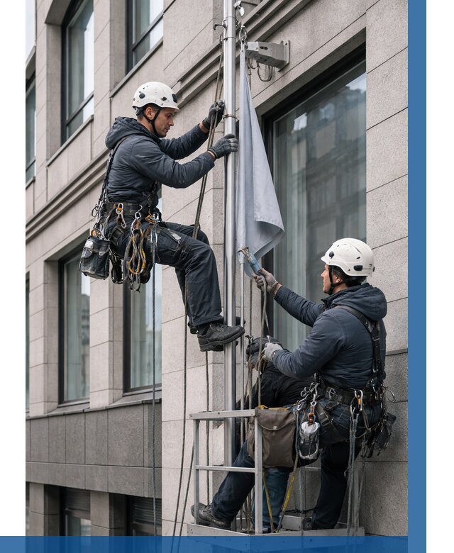 Установка флагов на фасаде в Мурманске от 4627 р. | ВЫСОТНИК-Мрм