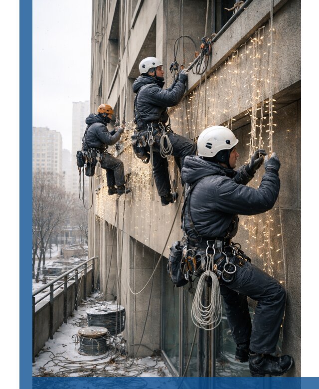 Монтаж новогодней иллюминации и украшение фасадов в Мурманске