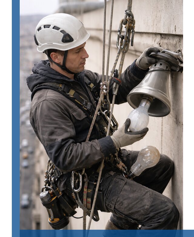 Замена ламп на высоте в Мурманске профессионально и быстро