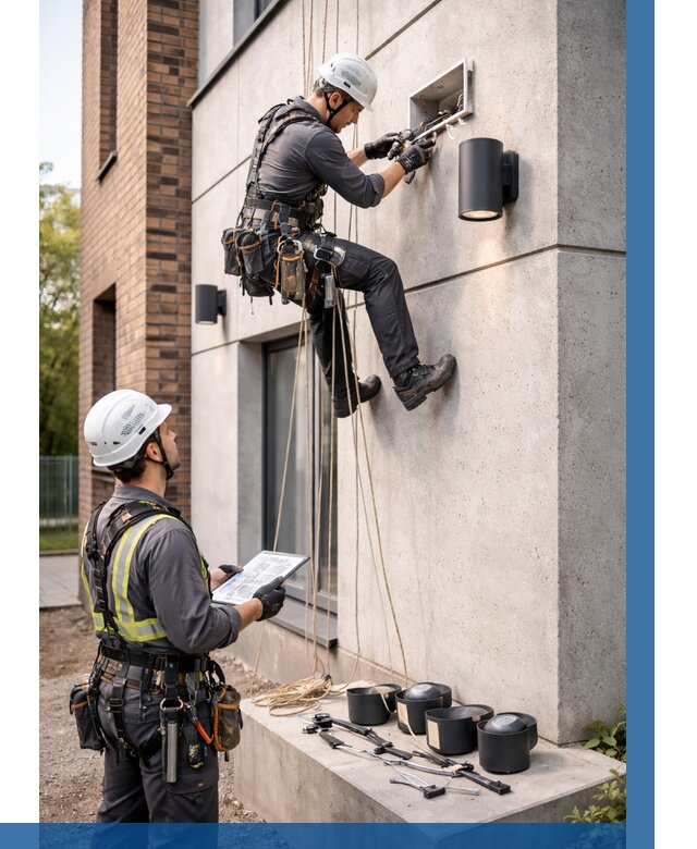 Монтаж фасадного освещения в Мурманске от 2571 р. | ВЫСОТНИК-Мрм