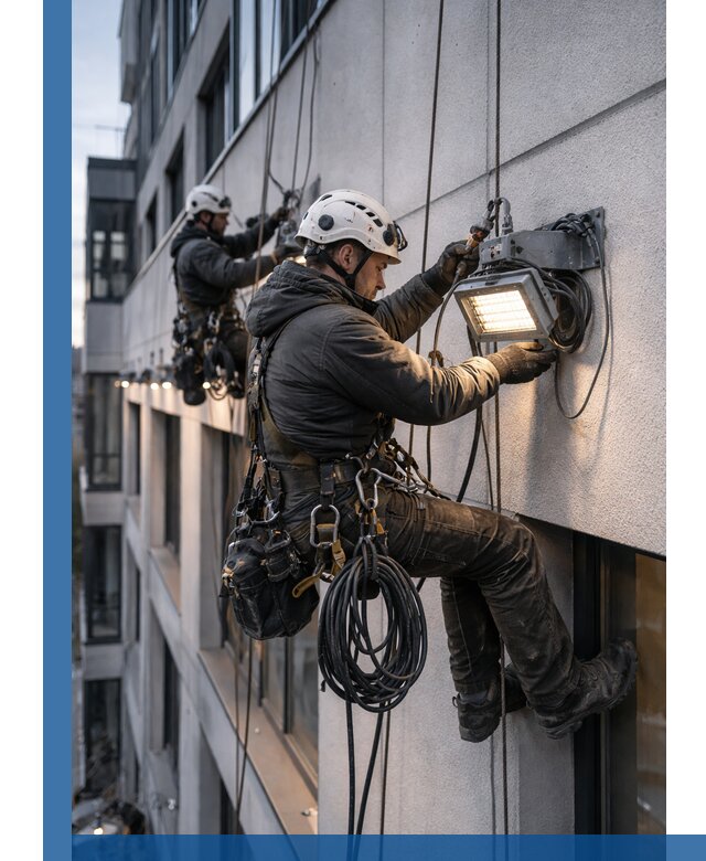 Монтаж фасадного освещения в Мурманске установка и подключение