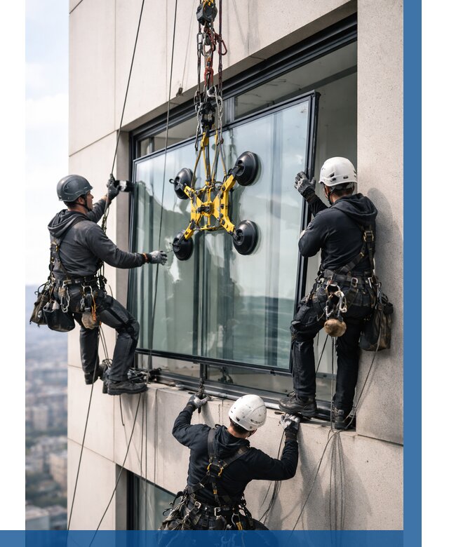 Монтаж стеклопакетов на высоте в Мурманске от 3290 р. | ВЫСОТНИК-Мрм