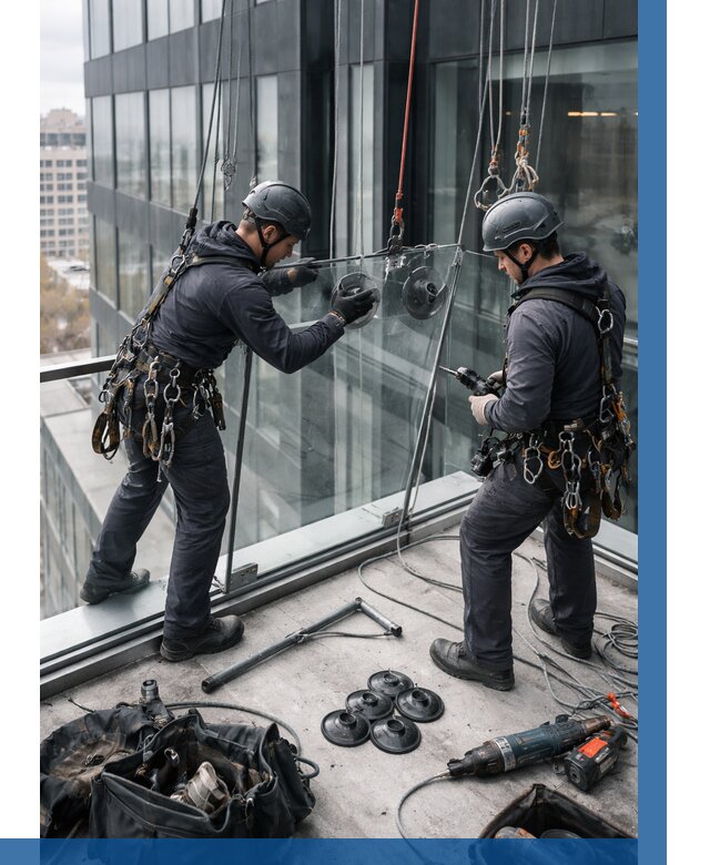 Монтаж стеклянных ограждений в Мурманске от 2571 р. | ВЫСОТНИК-Мрм