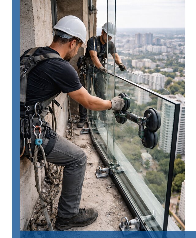 Монтаж стеклянных ограждений под ключ с гарантией в Мурманске