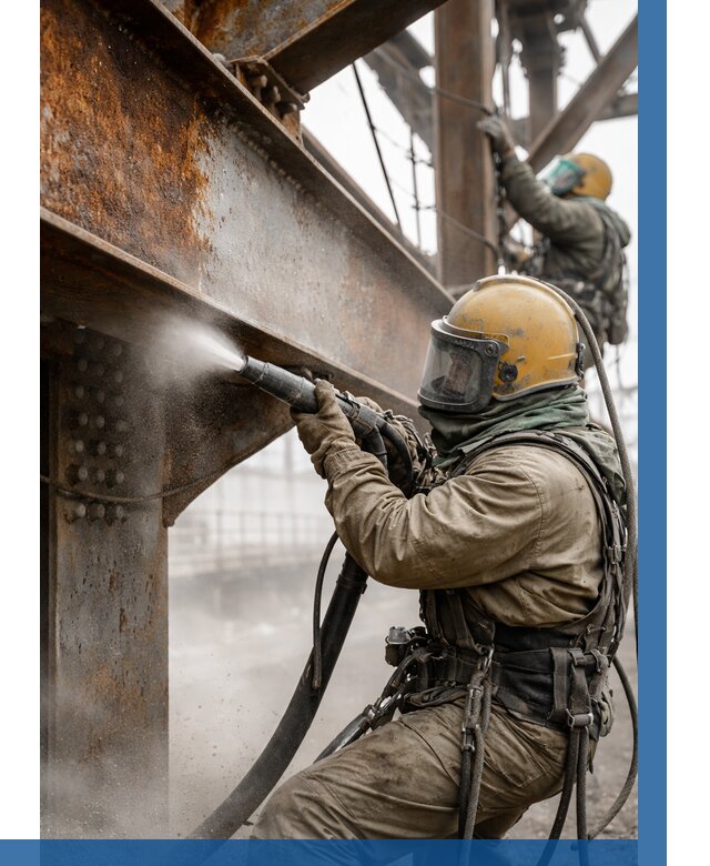 Пескоструйная очистка металлоконструкций в Мурманске по 617 р. ВЫСОТНИК-Мрм