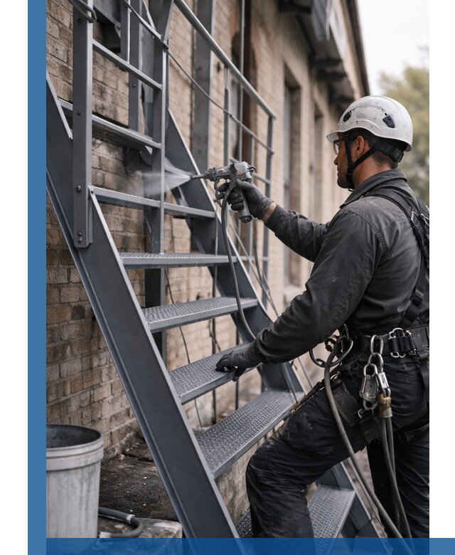 Покраска и антикоррозионная защита пожарных лестниц в Мурманске