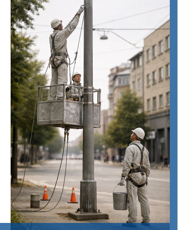 Покраска опор освещения в Мурманске от 5141 р. | ВЫСОТНИК-Мрм