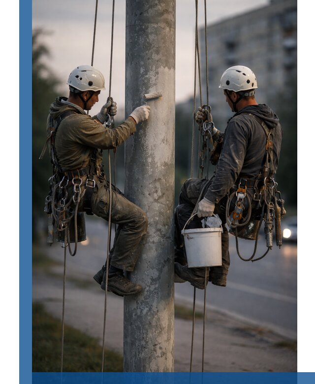 Покраска опор освещения и антикоррозийная защита в Мурманске