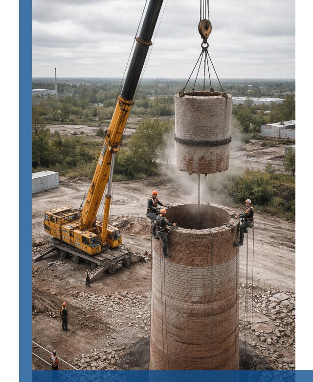 Демонтаж дымовой трубы в Мурманске с гарантиями безопасности