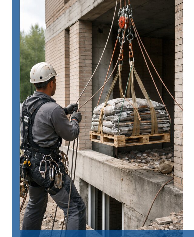 Подъем материалов на этаж веревками в Мурманске оперативно
